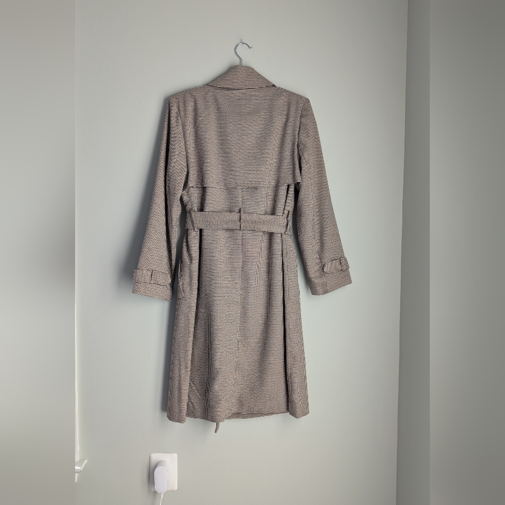 Steve Madden | NWT Beige Houndstooth Trench Coat - Size S